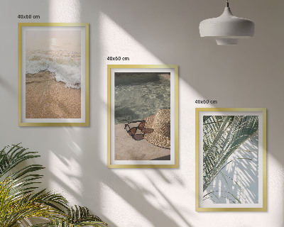 Wall art set Water beach hat sunglasses