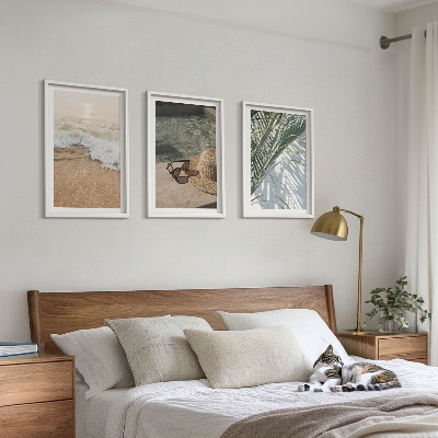 Wall art set Water beach hat sunglasses
