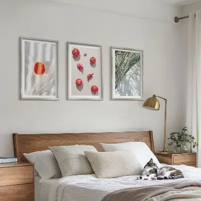 Holiday palm fruit art set of 3 framed wall art pieces