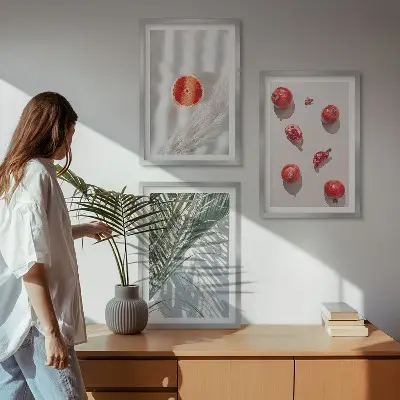 Holiday palm fruit art set of 3 framed wall art pieces