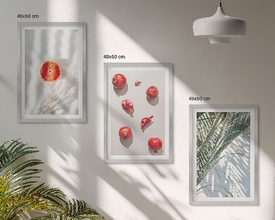 Set of 3 framed wall art pieces Holiday palm fruit