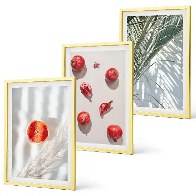 Holiday palm fruit art set of 3 framed wall art pieces