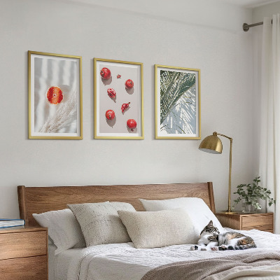 Set of 3 framed wall art pieces Holiday palm fruit