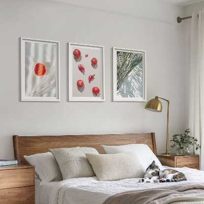 Set of 3 framed wall art pieces Holiday palm fruit