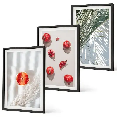 Holiday palm fruit art set of 3 framed wall art pieces