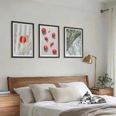 Holiday palm fruit art set of 3 framed wall art pieces