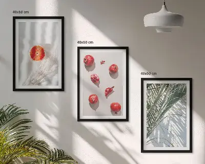 Holiday palm fruit art set of 3 framed wall art pieces