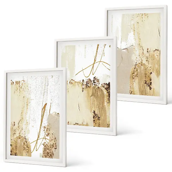 Wall art set Abstract patterns beige white