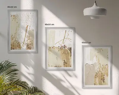Wall art set abstract patterns in beige and white