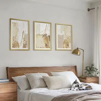 Wall art set abstract patterns in beige and white