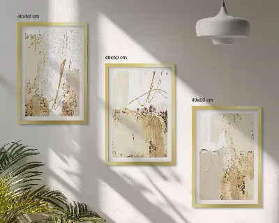 Wall art set Abstract patterns beige white