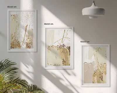 Wall art set Abstract patterns beige white