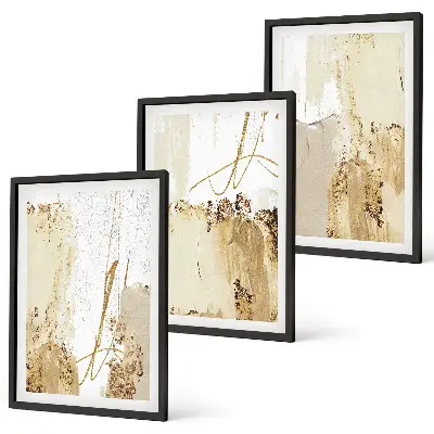 Wall art set Abstract patterns beige white