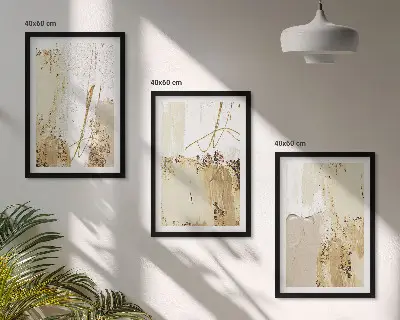 Wall art set abstract patterns in beige and white