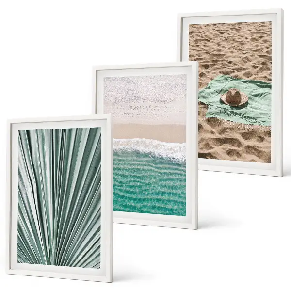 Three-piece beach and sea holiday views wall art set