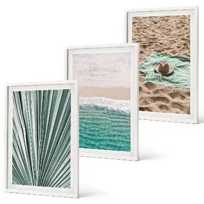 Three-piece beach and sea holiday views wall art set 