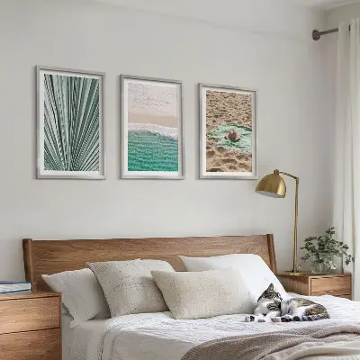 Three-piece beach and sea holiday views wall art set 