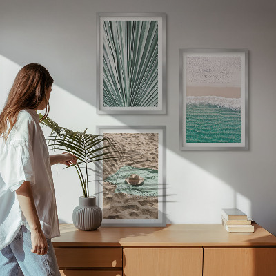 Three-piece wall art piece Holiday views beach sea