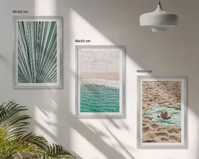 Three-piece beach and sea holiday views wall art set 