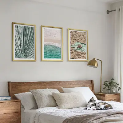 Three-piece beach and sea holiday views wall art set 