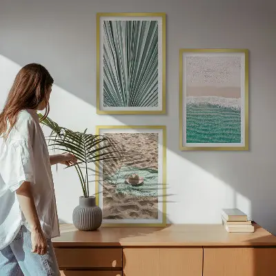 Three-piece beach and sea holiday views wall art set 
