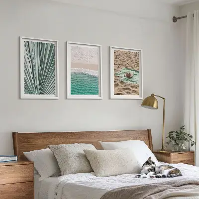 Three-piece beach and sea holiday views wall art set 