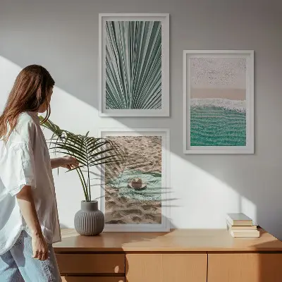 Three-piece beach and sea holiday views wall art set 
