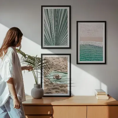 Three-piece beach and sea holiday views wall art set 