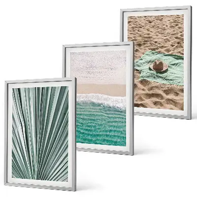 Three-piece beach and sea holiday views wall art set 