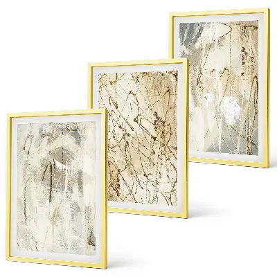 Three-piece wall art piece Abstract patterns beige and gray