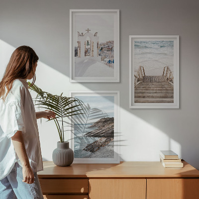 Wall art set Sea architecture Santorini