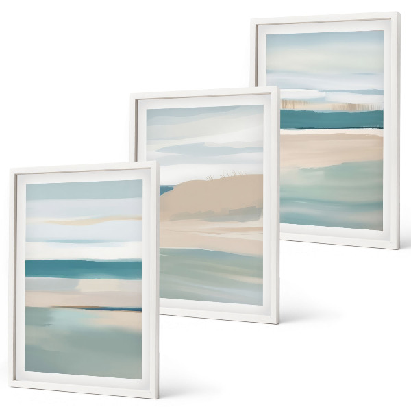 Three-piece wall art piece Abstract blue landscapes