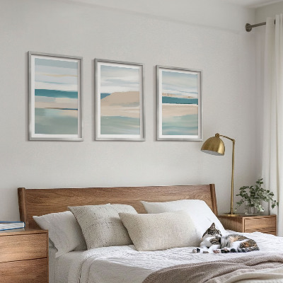 Three-piece wall art piece Abstract blue landscapes