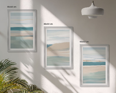 Three-piece wall art piece Abstract blue landscapes