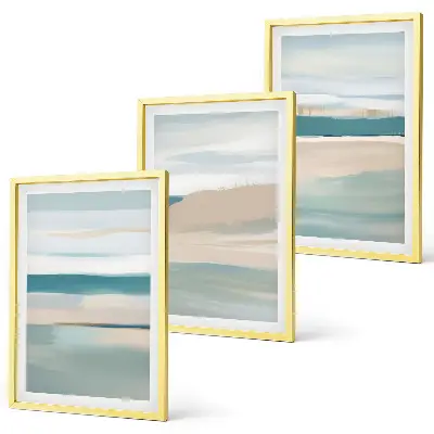 Abstract blue landscapes wall art three-piece set