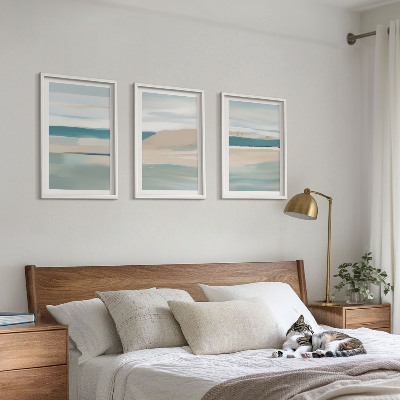 Three-piece wall art piece Abstract blue landscapes