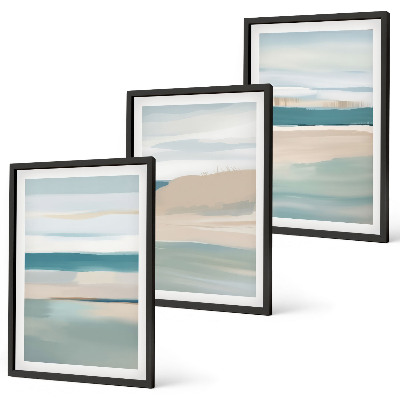 Three-piece wall art piece Abstract blue landscapes