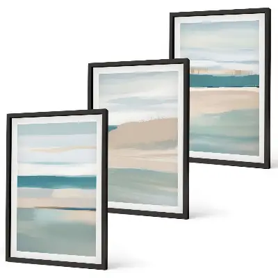 Abstract blue landscapes wall art three-piece set