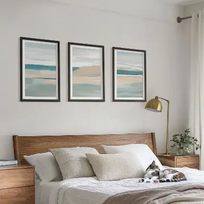 Abstract blue landscapes wall art three-piece set