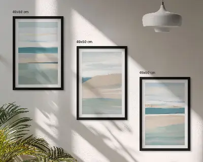 Abstract blue landscapes wall art three-piece set