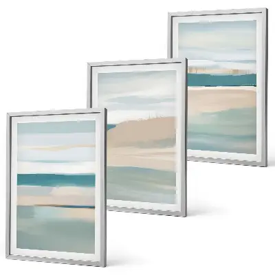 Abstract blue landscapes wall art three-piece set