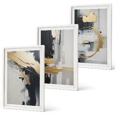 Wall art set Abstract black and white painting