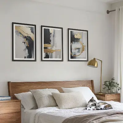 Wall art set Abstract black and white painting