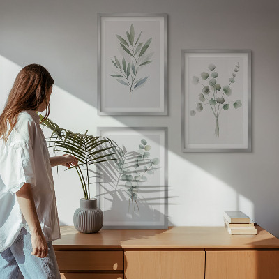 Set of 3 framed wall art pieces Plant patterns with greenery