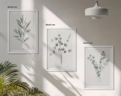 Set of 3 framed wall art pieces featuring plant patterns with greenery