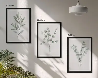 Set of 3 framed wall art pieces featuring plant patterns with greenery