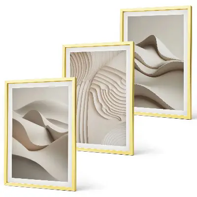 Abstract Beige Waves Wall Art three-piece set