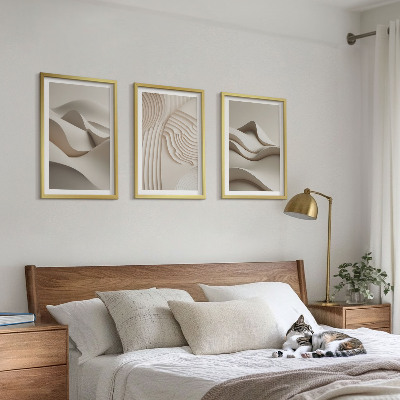 Three-piece wall art piece Abstract beige waves