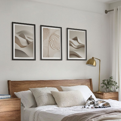 Three-piece wall art piece Abstract beige waves
