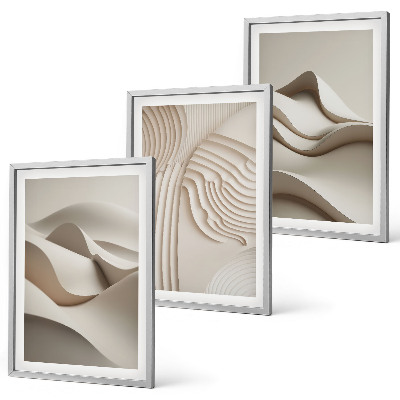 Three-piece wall art piece Abstract beige waves